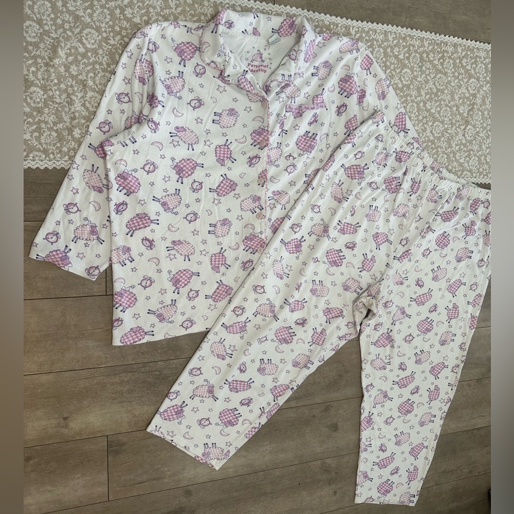 Sears White and Purple Sheep Print Pajama Set - Two-Piece Sleepwear - Picture 7 of 16